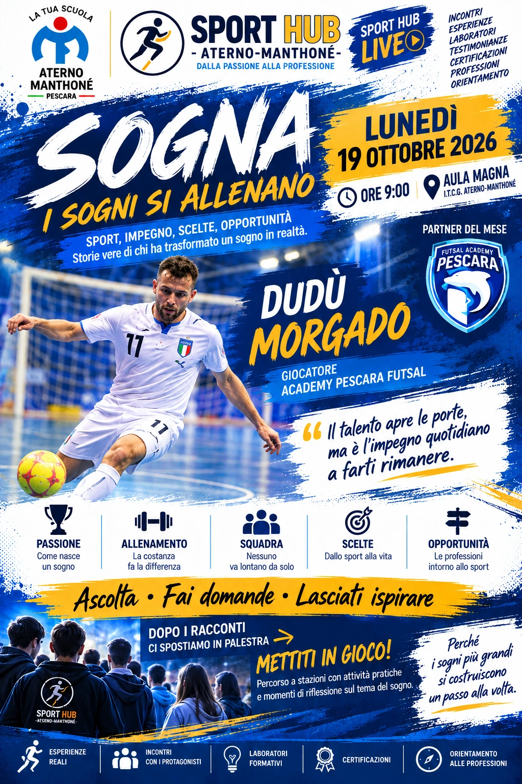 Locandina ufficiale del primo Sport Hub Live SOGNA, 19 ottobre 2026
