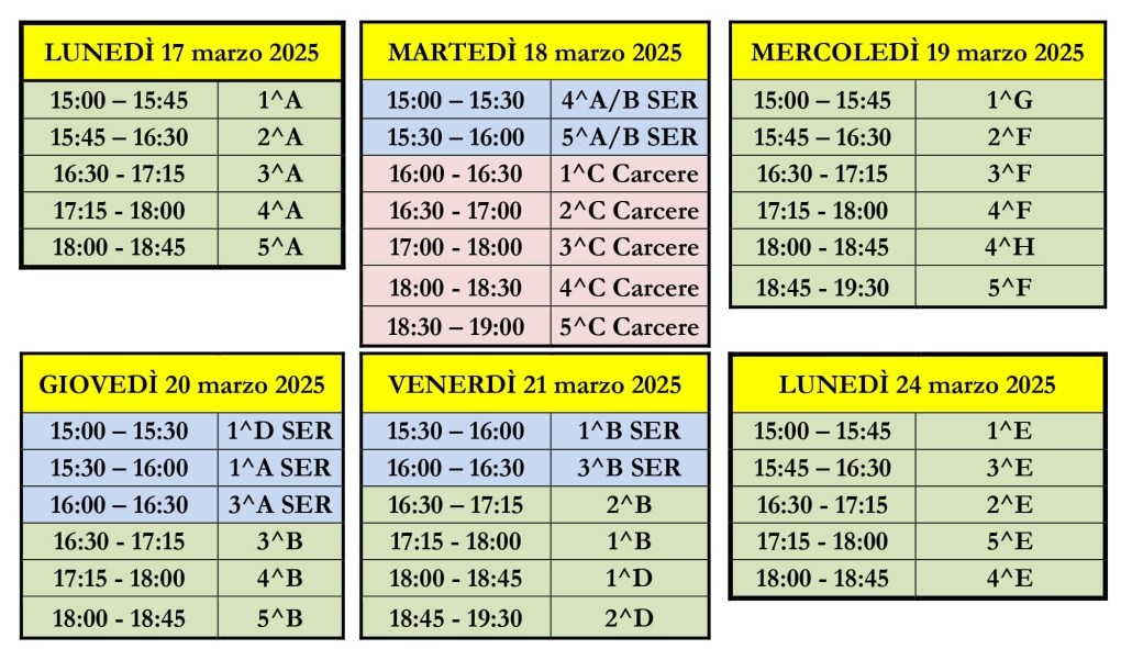 Rettifica Calendario Consigli di Classe valutazione interperiodale marzo 2025